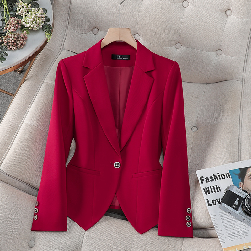 Women Formal Wear Business - 新しいファッション女性フォーマルブレザー女性赤白黒オフィススーツコートレディースビジネスワークウェアジャケット春秋アウター