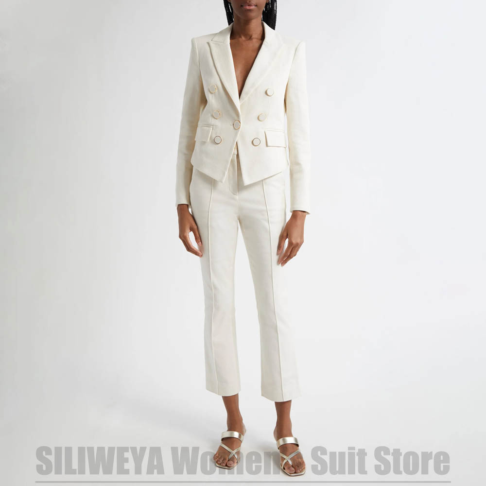 Women Formal Wear For Meeting - レディーススーツ 2ピース ファッション ダブルブレスト 無地 フォーマル