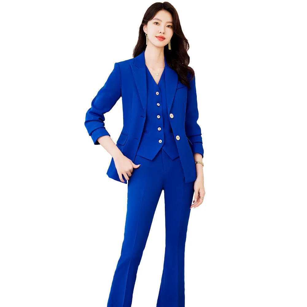 Women Formal Wear Business - ポップ高品質生地フォーマル女性ビジネススーツ女性パンツスーツ秋冬プロフェッショナル OL スタイルレディース作業服ブレイズ