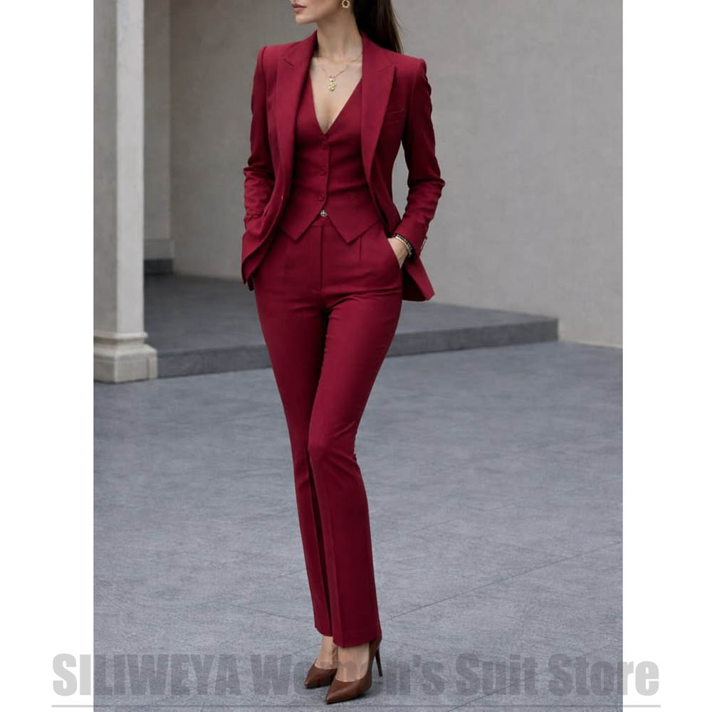 Women Formal Wear Business - 女性 3 ピーススーツセットブレザーベストパンツエレガントフォーマルオフィスビジネスウェア女性のための結婚式パーティー仕事プロフェッショナル衣装
