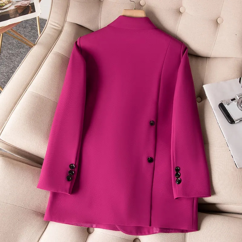 Women Formal Wear Business - 女性のためのフォーマルなブレザー,新しいピンクの黒の女性の長袖,ダブルブレストのビジネスウェア,ジャケット,2023