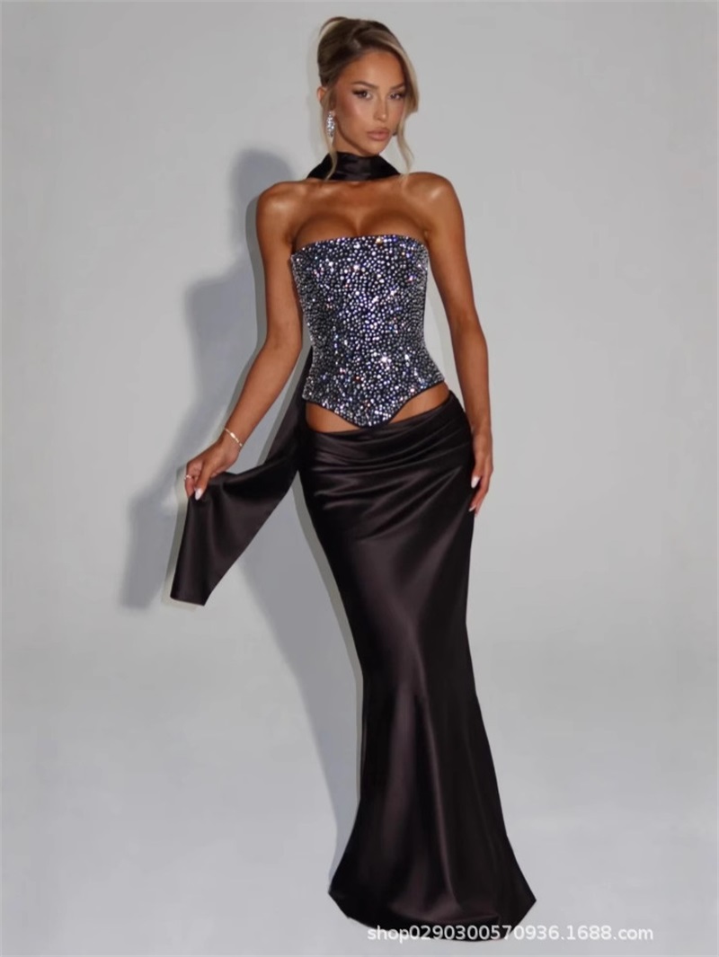 セクシーなマーメイド女性ウエディングドレス 2 個ノースリー - Women Formal Party Wear Dress のレビューと価格