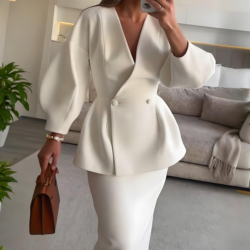 2ピースセット レディース エレガントなブレザーとスカートの - Women Formal Wear For Meeting のレビューと価格