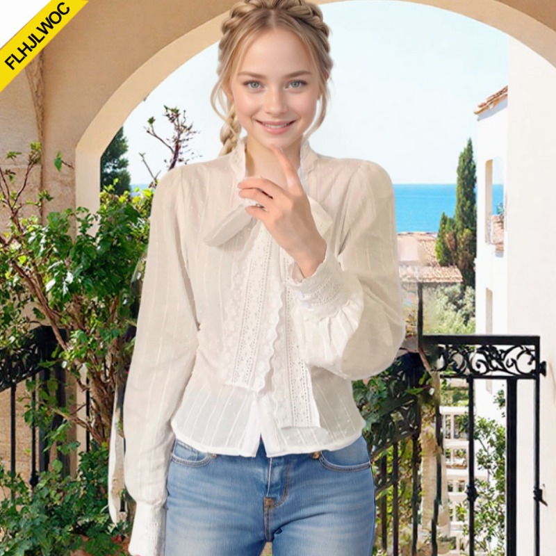 レトロヴィンテージレース蝶ネクタイトップスかわいい女の子春秋 - Formal Wear Japan Women のレビューと価格