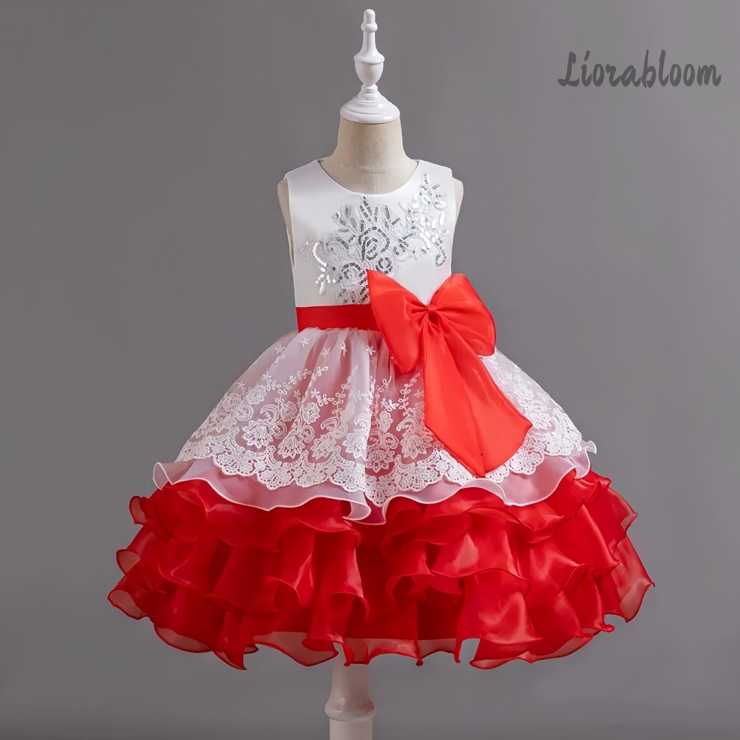 女の子用ドレス 大きなリボン付き ノースリーブフォーマルガウ - Women Formal Party Wear Dress のレビューと価格