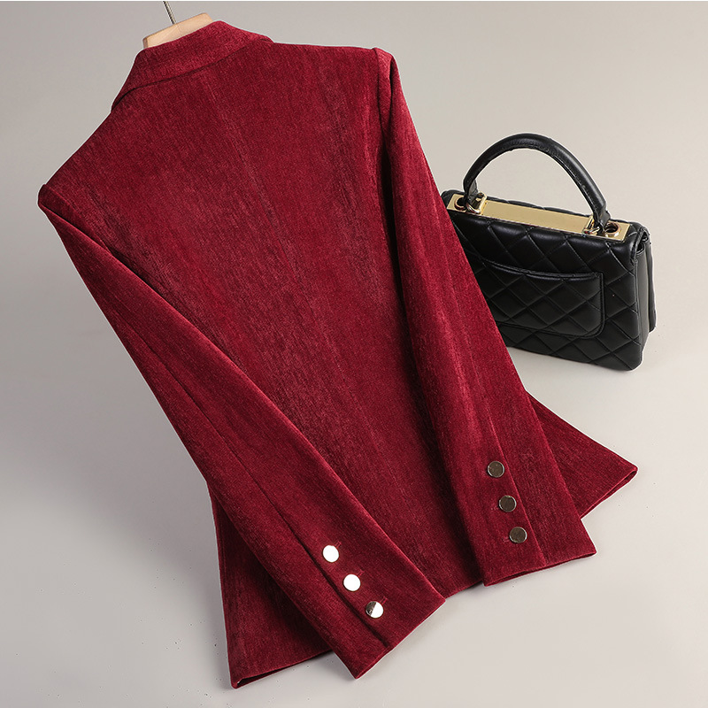 イエローゴールドベルベットブレザー女性秋冬カジュアルスーツフ - Women Formal Wear Business のレビューと価格
