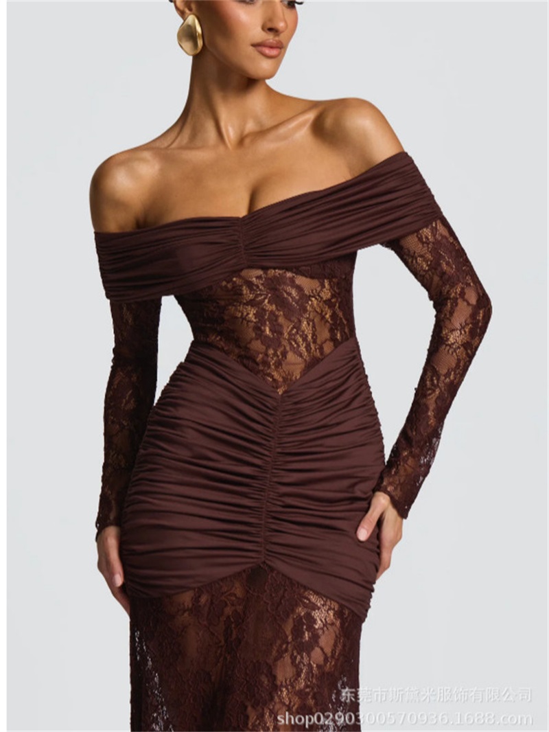 セクシーなレースのマーメイドライン、オフショルダー、フルスリ - Women Formal Party Wear Dress のレビューと価格