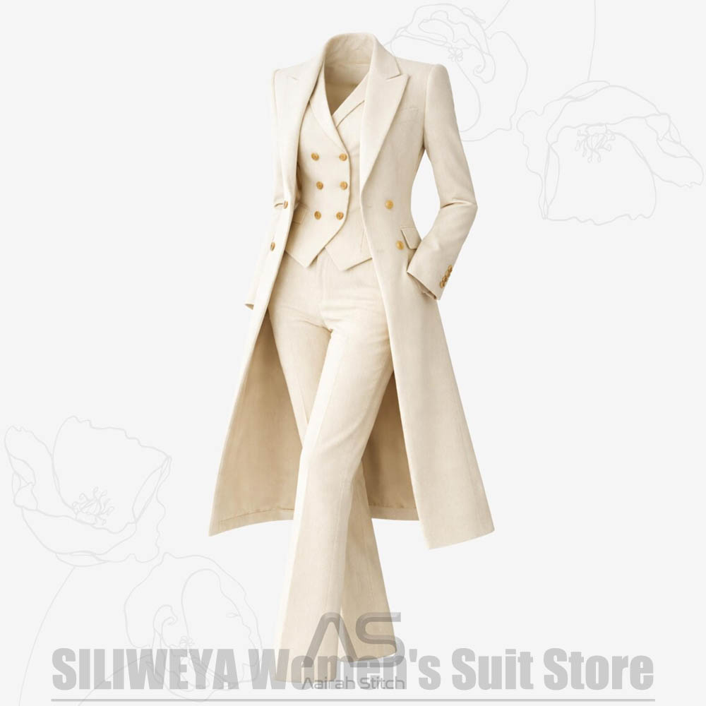 レディーススーツ 3ピース ダブルブレスト ロングコート ベ - Women Formal Wear Business のレビューと価格