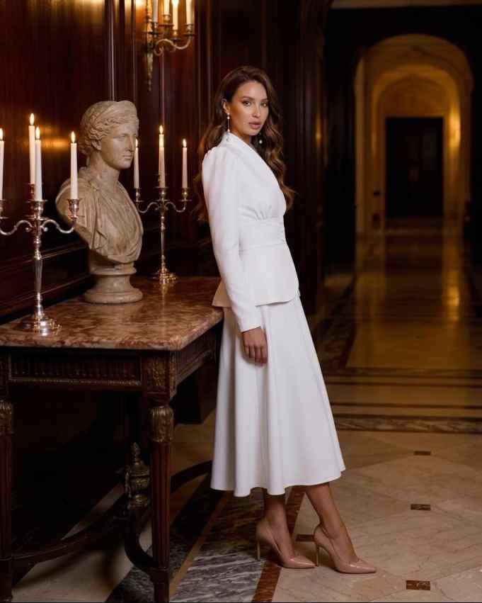 エレガントなツーピース女性スーツセットピークドラペルブレザー - Women Formal Wear Business のレビューと価格
