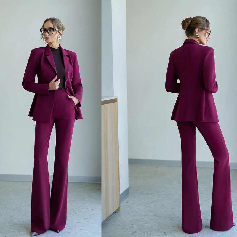 無地レディースパンツスーツ スリムフィット 長袖フォーマルワ - Women Formal Party Wear Dress のレビューと価格