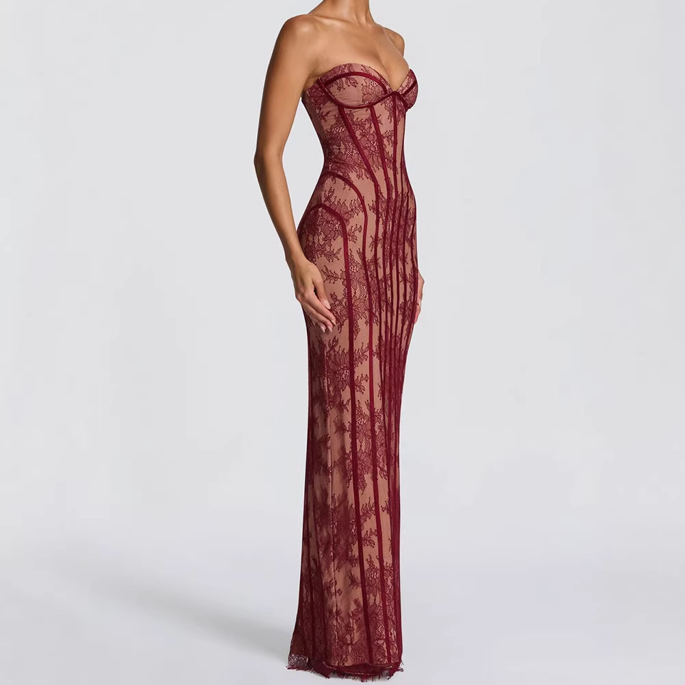 ストラップレスボディコンマキシドレス レディース 2026  - Women Formal Party Wear Dress のレビューと価格