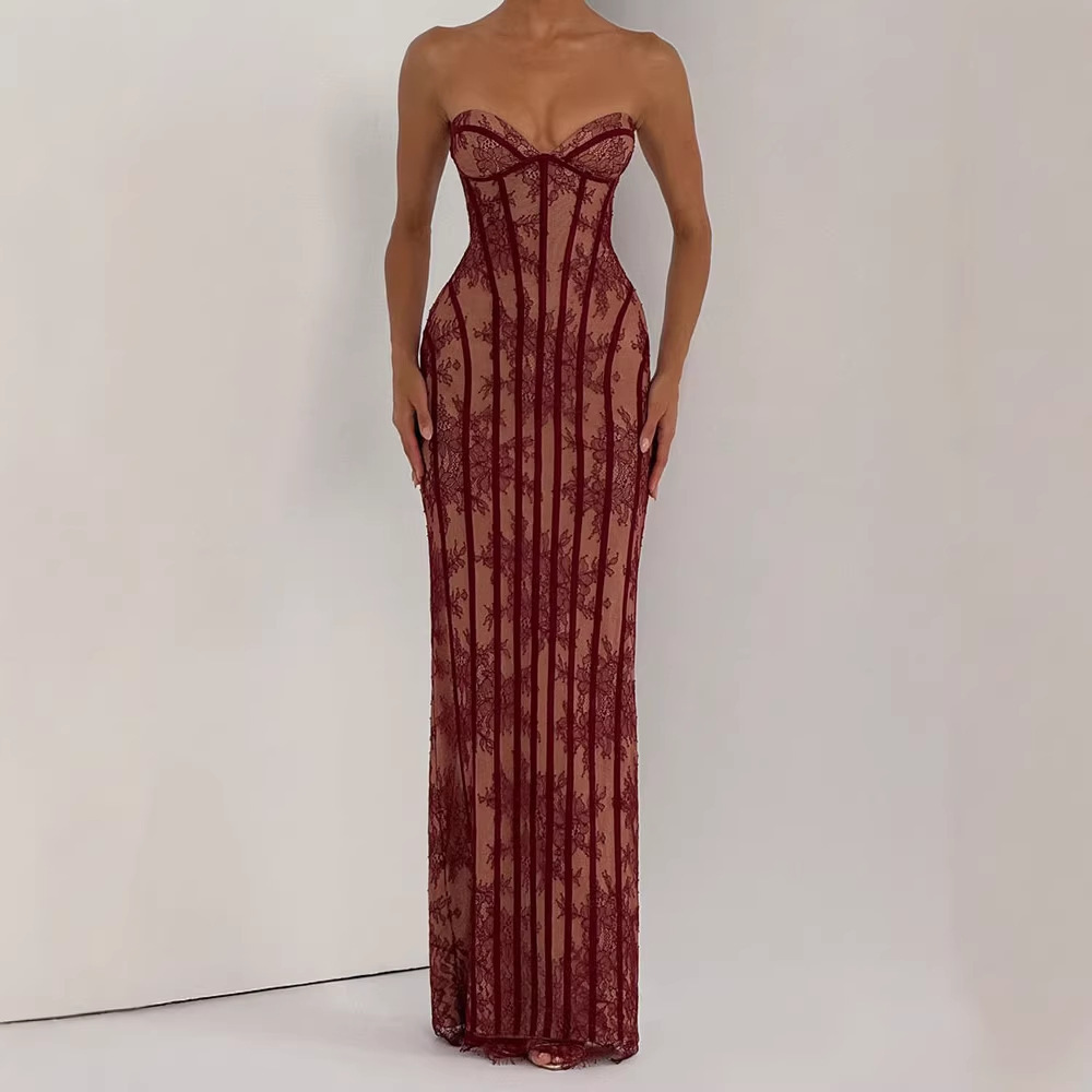 ストラップレスボディコンマキシドレス レディース 2026  - Women Formal Party Wear Dress のレビューと価格