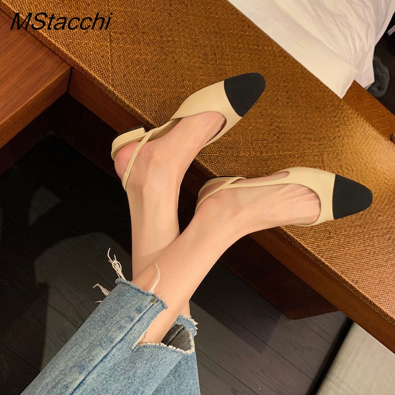 パッチワークレザースリングバック女性のサンダルファッションフ - Slingback Heel Formal のレビューと価格